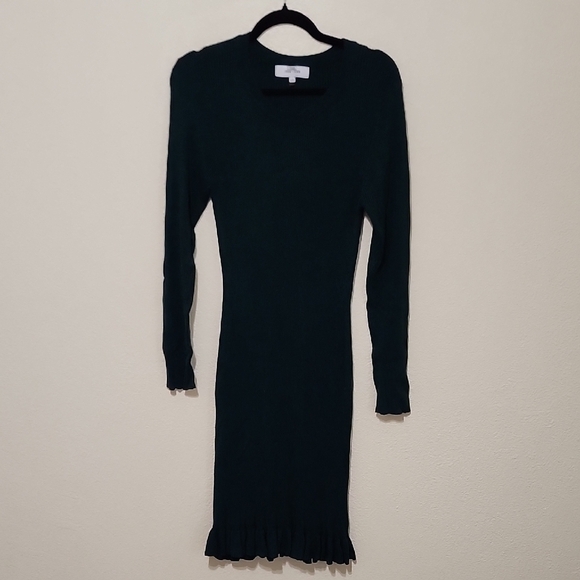 John + Jenn Dresses & Skirts - John + Jenn Green Ribbed Bodycon Dress Long Sleeve